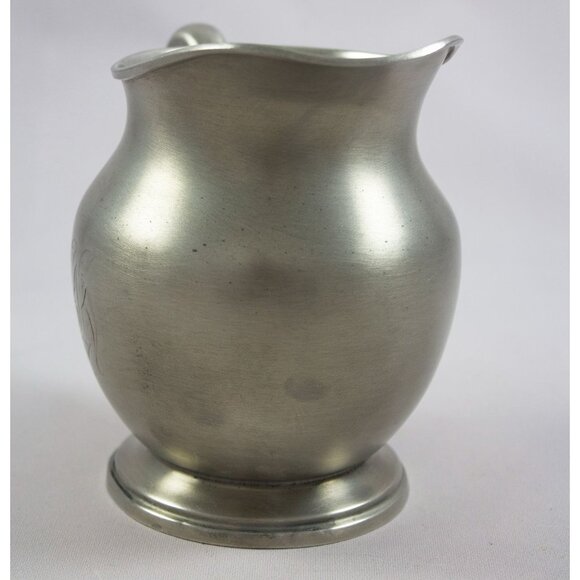 BRS Bernard Rice Sons Small Pewter Cream Pitcher B212 5" Tall c. 1910 Monogram - Picture 3 of 6